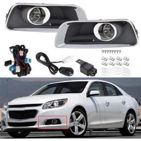 munirater Pack of 2 Car Front Driving Fog Light Assembly GM2593301 GM2592301 with Harness Wiring Switch with Bulbs Replacement for 2013-2015 Malibu
