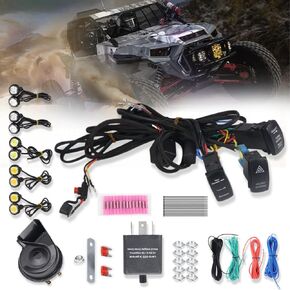 UTV/ATV Turn Signal Kit, Universal Street Legal Kit with Turn Signal Rocker Switch Compatible with Polaris RZR Ranger Turbo Can-Am X3 Kawasaki Honda Pioneer & More