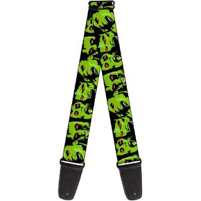 Buckle-Down Guitar Strap Zombie Expressions Black Green Red 2 Inches Wide