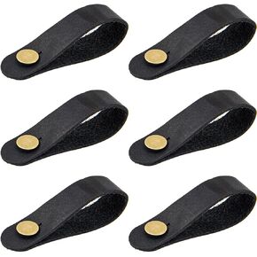 6Pcs Yootones Acoustic Guitar Neck Strap Leather Guitar Headstock Tie Compatible with Guitar Button Neck Adapter Accessory (Black)
