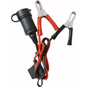 Cigarette Lighter Socket Battery Alligator Clamp - 2ft Battery Clips to Female Car Cigarette Lighter Socket Adapter Extension Cord 12v-24v Battery Clip-on Extension Cable with 15A Fuse (1)