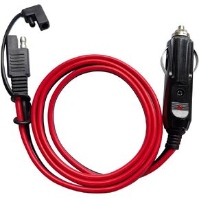 SAE to Cigarette Lighter Plug 14AWG 12V Cigarette Lighter Plug to Waterproof SAE Quick Release Adapter Extension Cable with Fuse and LED - 3.3ft / 1m