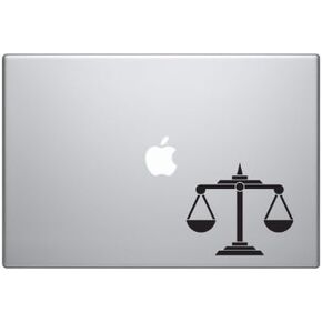 مقاييس العدالة - دعم توازن القانون والمعارضة - ملصق لاصق من الفينيل الأسود مقاس 5 بوصات لجهاز MacBook المحمول للسيارة