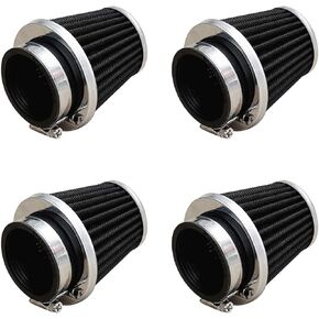 35mm/1.38in Motorcycle Air Intake System Filters Universal Clamp-on Pod Intake Cleaner Chrome End Caps for Yamaha Honda Suzuki Kawasaki Motorcycles Dirt Bike ATV Moped Pit Bike Scooter Vintage 4PCS