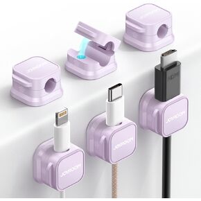 6 Pack Magnetic Cord Holder, Cord Organizer Cable Clip for Desk Management, JOYROOM Smooth Adjustable Cable Clip, Wire Holder Keeper Organizer for Home Office Desk Phone Car Wall Desktop Nightstand
