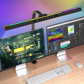 2-in-1 Desk Lamp with RGB Backlight,Architect Desk Lamps for Home Office,24W Tall Desk Lamp with Clamp,60"Timer,25 Lighting Modes,Eye Protection Swing Arm Lamp for Home/Office/Gaming/Study