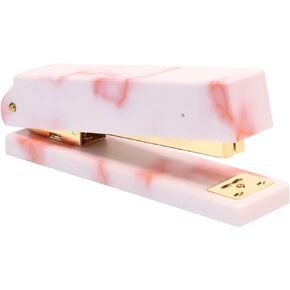 Marble Desk Stapler Pink Heavy Duty Desktop Stapler 26/6 Metal Office (Marble Pink)