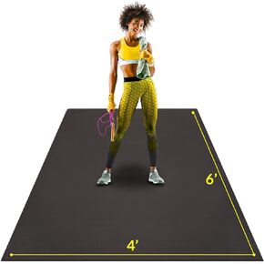 ActiveGear Large Exercise Mat 6' x 4' x 7mm thick | Ultra-Durable Non-Slip Rubber Workout Mat for Home Gym Flooring | Ideal for Cardio, Fitness, Plyo, MMA | Jump Rope and Storage Bag Included