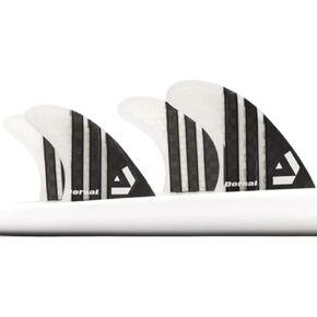 DORSAL Surfboard Fins Quad 4 Set FCS Compatible White Carbon Fiber with Honeycomb Hexcore