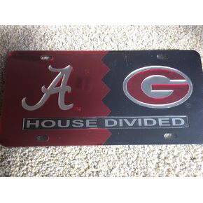 University of Alabama/University of Georgia House Divided Laser Cut License Plate Tag