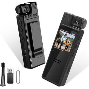 Video Camera Camcorder, HD 1080P Body Camera with Audio and Video Recording, 1.3" LCD Screen Recorder Night Vision Camera, 180° Rotating Lens Wearable Clip Body Cam for Work, Outdoor in Kuwait