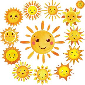 gisgfim 84 Pcs Sun Cutouts 12 Designs Bulletin Board Cut Outs Decoration Large Sunshine Classroom Cut-Outs Happy Sun Bulletin Board Cutouts Decor for Baby Shower Spring Summer Sunshine Party Supplies
