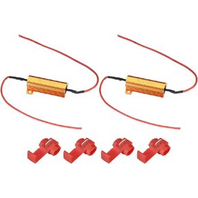 uxcell 2pcs 50W 10 ohm Load Resistor Fix LED Bulb Fast Hyper Flash, Blink Error Code, Warning Cancellor for LED Turn Signal Lights or LED License Plate Light