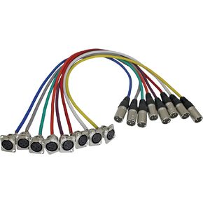 Replacement XLR Pigtails for Floor Boxes and Rack Panels 8 Color Pack