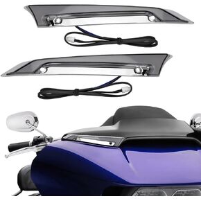 Motorcycle Windshield Trim Lights Led Tracer Windscreen Fairing Turn Signals Running Lamps Black Compatible with Harley Touring Road Glide ST FLTRX 2015-2024