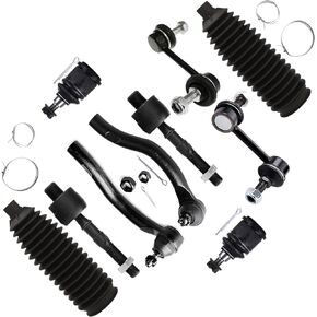 SCITOO 10pcs Front Suspension Kit Sway Bar Links Lower Ball Joints Inner Outer Tie Rod Ends w/Steering Boots Fit For 2004-2008 For Acura TSX 2003-2007 For Honda For Accord