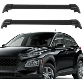 OCPTY حامل سقفي قضبان متقاطعة مناسبة لشركة Hyundai Kona 2018 2019 2020 2021 2022 رفوف الأمتعة على السطح حامل البضائع حقيبة الأمتعة زورق الكاياك والدراجة على الجليد لوح التزلج