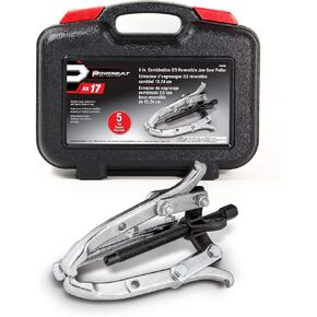 Powerbuilt Jaw Gear Puller, Combo Steel Yoke Tool, 4-inch and 6-inch Jaws, Inside or Outside Pull, 4 Ton Capacity, Storage Case - 648613
