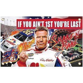 If You Ain't 1st First You're Last Flag 3x5 Feet with 4 Brass Grommets - Ricky Bobby Cool Tapestry Man Cave Wall Decor for College Dorm Room - Motivational Inspirational Office Banner