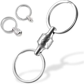 316L Stainless Steel Quick Release Keychain, Pull Apart Detachable Double-End Swivel Keychain Heavy Duty Car Key Holder with 2 Key Rings (Tire-Shape)