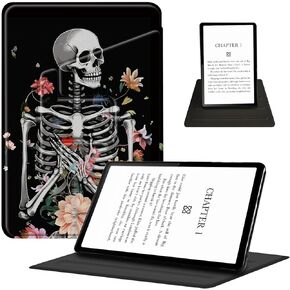 Case for Amazon 6.8" Kindle Paperwhite(11th Generation 2021 Release) 360 Degree Rotating Swivel Stand PU Leather Cover with Auto Wake Sleep, Plant Specimen