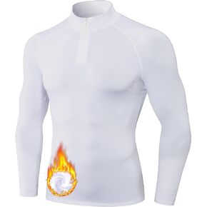 Mens Thermal Shirts 1/4 Zip Winter Warm Fleece Compression Base Layer Tops for Ski Golf Cycling,Warm,Quick Dry