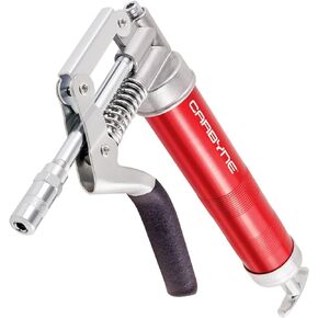 Carbyne Pistol Grip Mini Grease Gun, 3000 PSI, Heavy Duty Professional Quality, Anodized Aluminum Barrel. 12 inch Heavy Duty Reinforced Flex Hose, 4 inch Rigid Tube & Coupler. 2-Way Loading