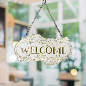 All Chic Metal Welcome Sign for Front Door Hanging welcome decor Welcome Door Sign Small Hanging Welcome Back Decorations…
