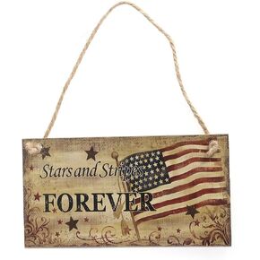 BinaryABC 4th of July Wooden Sign Plaque Door Wall Hanging Decorations, Fourth of July Independence Day Memorial Day Party Decorations
