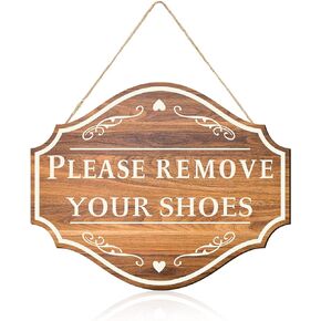 Jetec Please Remove Your Shoes Wall Decorative Sign Wood Welcome Sign Remove Shoes Wooden Sign Hanging Wooden Home Sign Rustic Wall Decor for Home