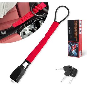 Anti-Theft Steering Wheel Lock, Red, Key Lock, Universal Use, 3 Keys