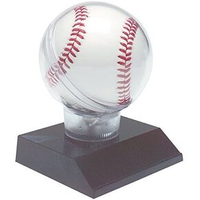 All Star Baseball Holder on Black Base Trophy - 4.5 Inch Tall | Game Ball Display Case Award - Engraved Plate on Request - Decade Awards