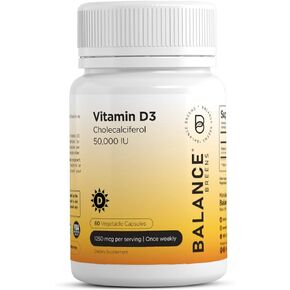 Vitamin D3 50,000 IU - 60 Veggie Capsules - High Potency Gluten Free Non-GMO Vitamin D Supplement by Balance Breens