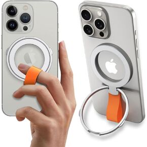 قبضة هاتف مغناطيسية مع حامل موسع مع حزام حلقي وحامل للركل، وحلقة محول لحافظة MagSafe وPop Switches وملحقات Mag متضمنة، متوافقة مع الشحن اللاسلكي. (فضة) in Kuwait