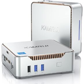 KAMRUI Mini PC، Intel Alder Lake الثاني عشر - N95 حتى 3.4 جيجا هرتز، ذاكرة وصول عشوائي 16 جيجا بايت + 1 تيرابايت M.2 SSD، كمبيوتر صغير يدعم 2.5 بوصة SATA SSD، WiFi 2.4G/5G، Bluetooth4.2، شاشة ثلاثية، كمبيوتر مكتبي صغير موثوق بدقة 4K in Kuwait