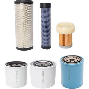 6 Pcs Filter Kit Fit For Kubota L2800 L3200 L3400 L3700SU L3800 HST Tractor, Air Filter/Oil Filter/Lube Filter/Fuel Filter/Hydraulic Oil Filter Kit Replaces OE# HH164-32430,6A320-59930