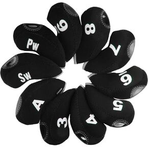 Andux Number Print Golf Iron Club Head Covers with Transparent Window 10pcs/Set
