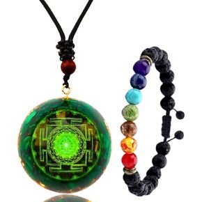 Orgonite Chakra Pendant Malachite Green Crystal Orgone Pendant Necklace Reiki Spiritual Healing Energy Generator