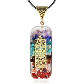 Orgone Chakra Necklace Healing Crystal Pendant Reiki Necklace for Meditation Yoga Balance Energy Long Necklace with Adjustable Cord