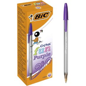 Bic Cristal Fun Ballpoint Pens with 5 Assorted Ink Colours, Wide Point (1.6 mm), Pack of 10
