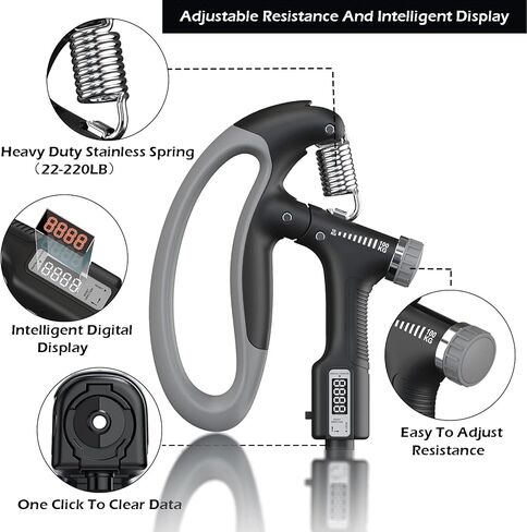 Grip Strength Trainer, Hand Grip Strengthener, Forearm Strengthener with Adjustable Resistance 22-220Lbs, grip strength,for Strength Muscle Building and Injury Recover in Saudi Arabia