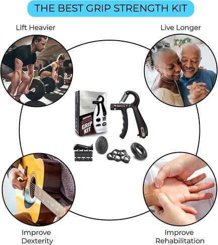 مجموعة تدريب قوة القبضة (5 عبوات) مع عداد، تتضمن أداة تقوية قبضة اليد القابلة للتعديل للساعد، وتمرين الإصبع، وتقوية قبضة اليد، وحلقة قبضة وكرة تمرين اليد لتمرين الساعد in Saudi Arabia