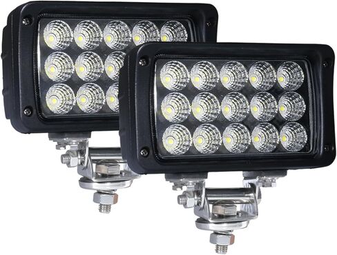 مصباح عمل LED مستطيل الشكل مقاس 6.2 بوصة للطرق الوعرة ومصباح أمامي، شعاع فيضان طويل المدى 60 درجة لجرار شاحنة الدفع الرباعي، 6000 كلفن أبيض بارد و45 وات مصباح ضباب فائق السطوع، مع أقواس قابلة للتعديل، حزمة من 2 in Kuwait