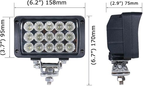 مصباح عمل LED مستطيل الشكل مقاس 6.2 بوصة للطرق الوعرة ومصباح أمامي، شعاع فيضان طويل المدى 60 درجة لجرار شاحنة الدفع الرباعي، 6000 كلفن أبيض بارد و45 وات مصباح ضباب فائق السطوع، مع أقواس قابلة للتعديل، حزمة من 2 in Kuwait