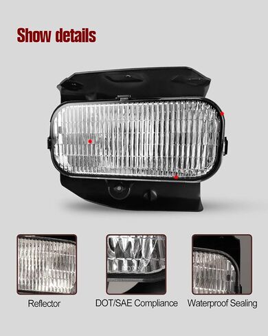مصابيح الضباب AUTOWIKI لـ 1999-2003 Ford F150 F-150/1999-2002 Ford Expedition (XL، XLT، طراز Lariat بدون STX ED)، 2004 Ford F150 Heritage 1 زوج من استبدال مصباح الضباب الأمامي عدسة شفافة in Kuwait