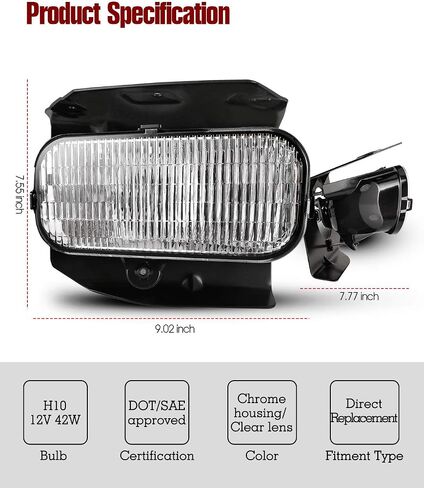 مصابيح الضباب AUTOWIKI لـ 1999-2003 Ford F150 F-150/1999-2002 Ford Expedition (XL، XLT، طراز Lariat بدون STX ED)، 2004 Ford F150 Heritage 1 زوج من استبدال مصباح الضباب الأمامي عدسة شفافة in Kuwait
