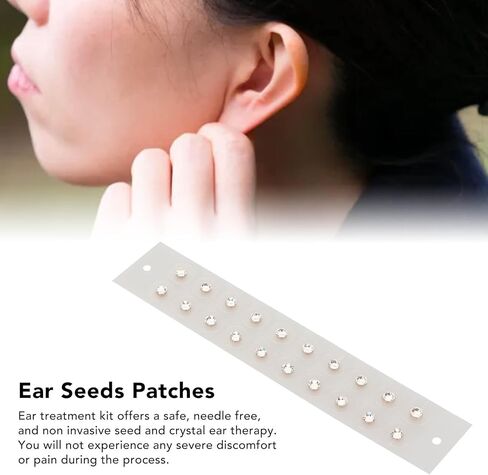 رقعات بذور تدليك الأذن، تسريع شفاء حبات الضغط الإبري، رقعات الأذن الكريستالية 20 ورقة لتنشيط الدم للعناية اليومية in Kuwait