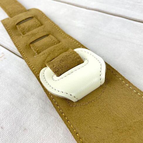 Walker & Williams C-44-WHT Aged White Premium Grain Leather Padded Guitar Strap 3" Wide With Nickel Conchos For Acoustic, Electric, And Bass Guitars in Saudi Arabia