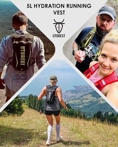 UTOBEST Running Vest Lightweight Hydration Vest Pack 5L UTR104 | 7 Pockets, Large Phone Holder, Comfort Fit, No Bounce, OSFM, Unisex, Great for Entry Leve Trail Running, Park Run, Marathon in Kuwait