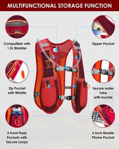 UTOBEST Running Vest Lightweight Hydration Vest Pack 5L UTR104 | 7 Pockets, Large Phone Holder, Comfort Fit, No Bounce, OSFM, Unisex, Great for Entry Leve Trail Running, Park Run, Marathon in Kuwait